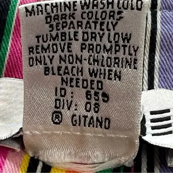 VINTAGE GITANO Multi Color Striped Cotton Bustier Top | S | 80s Retro Streetwear - Picture 11 of 13